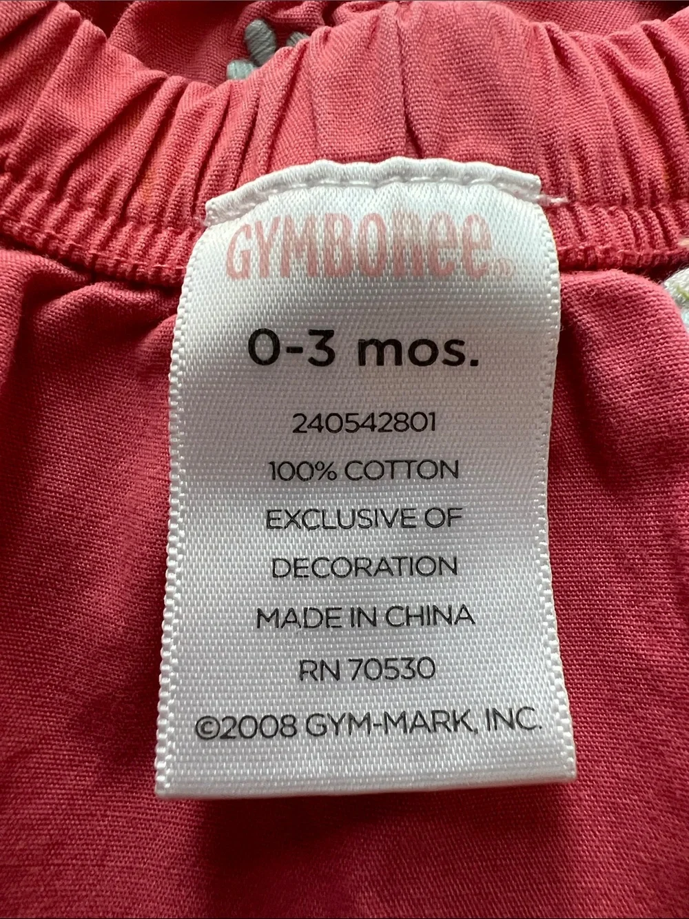Gymboree | 100% Cotton Coral Baby Bubble Romper Bow Floral Embroidery Size 0-3M